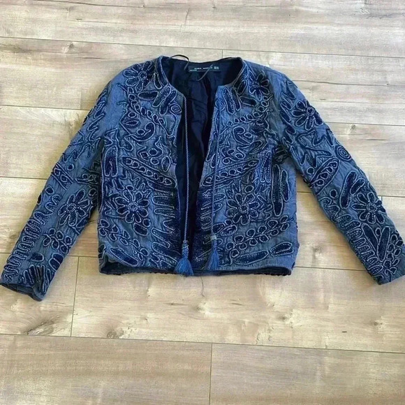 Zara Embroidered Jacket Sz XS - Picture 5 of 14